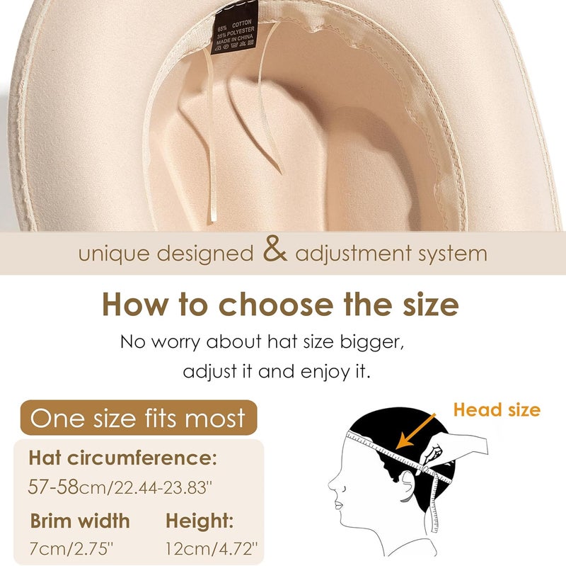 Gossifan Men & Women Belt Buckle Fedora Hat Wide Brim Floppy Panama Hat - Image 2